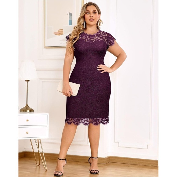 Miusol Magenta Women's Retro Lace Sleeveless Plus Size Xl - Picture 3 of 8